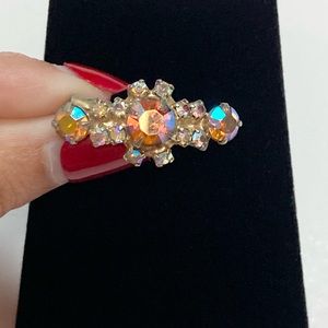 Vintage Aurora Borealis AB Crystal Rhinestone Prong Set Brooch Pin